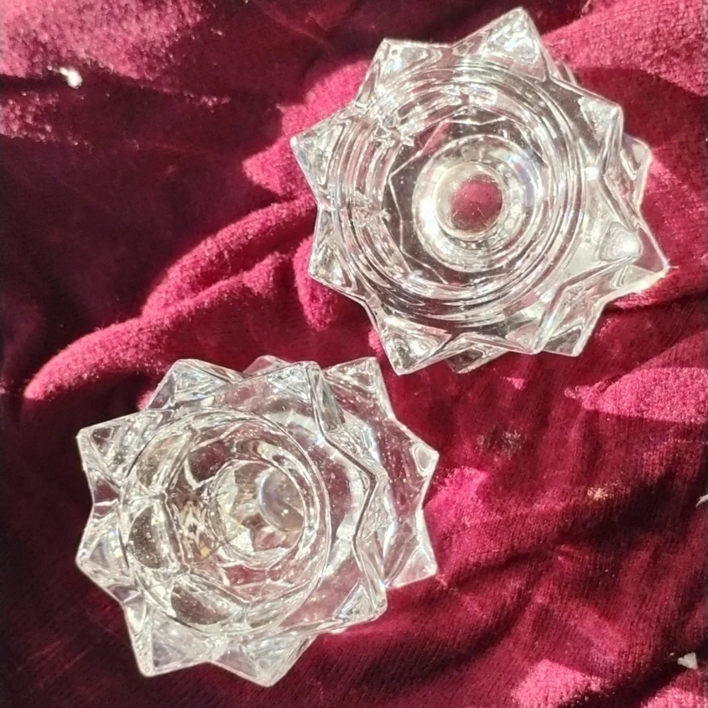 ✨ SPARKLING STAR PAIR HEAVY CRYSTAL VERSATILE CANDLE HOLDERS EVC